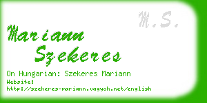mariann szekeres business card